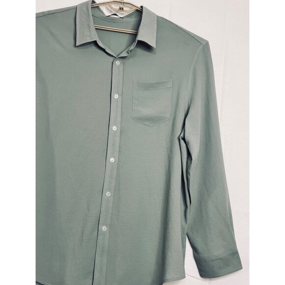 Shein Mens Light Green Button-Up Shirt 3XL Gauze Lightweight Comfy Casual Office - Picture 7 of 16
